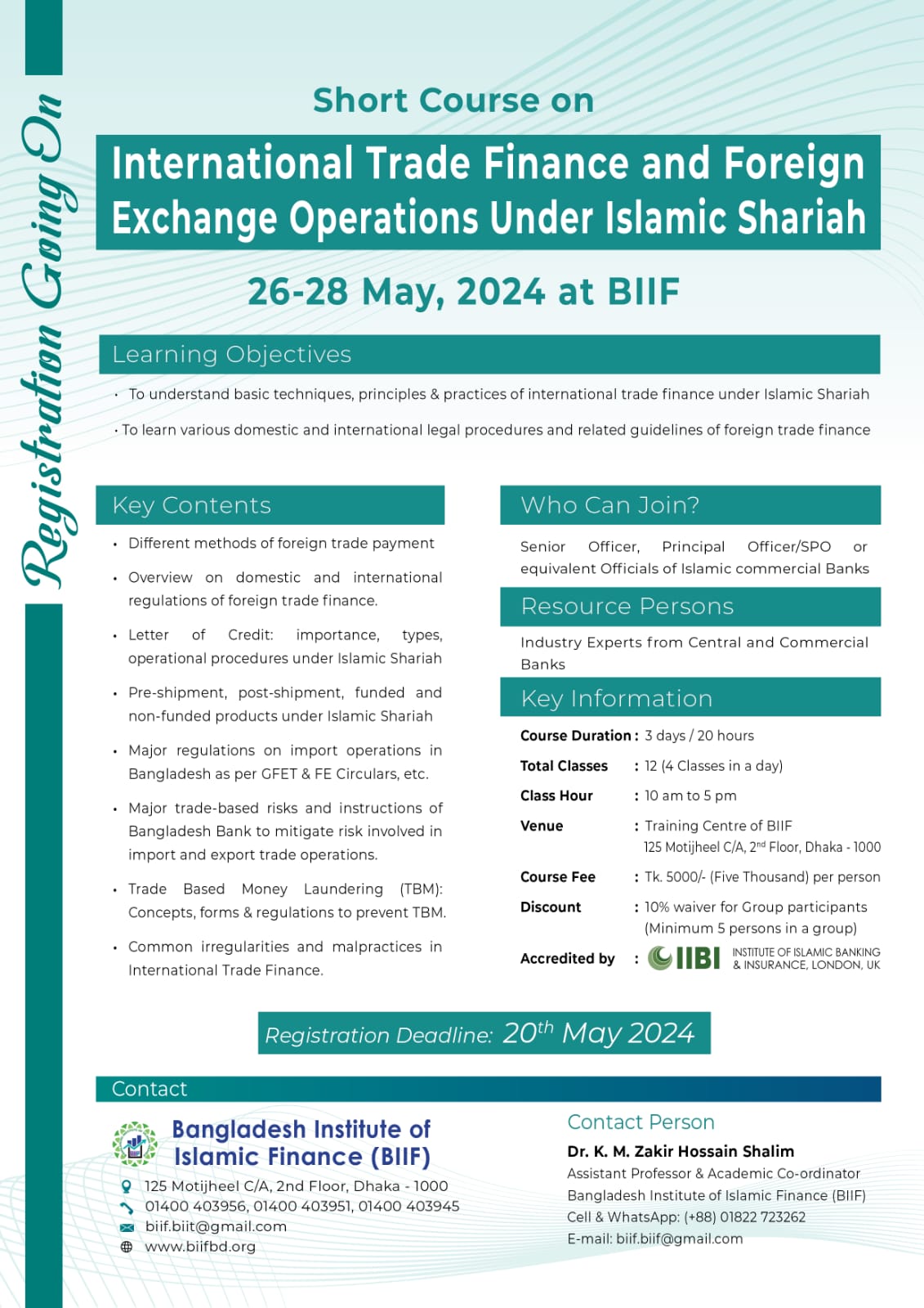 Short Course on International Trade Finance and Foreign Exchange Operations Under Islamic Shariah